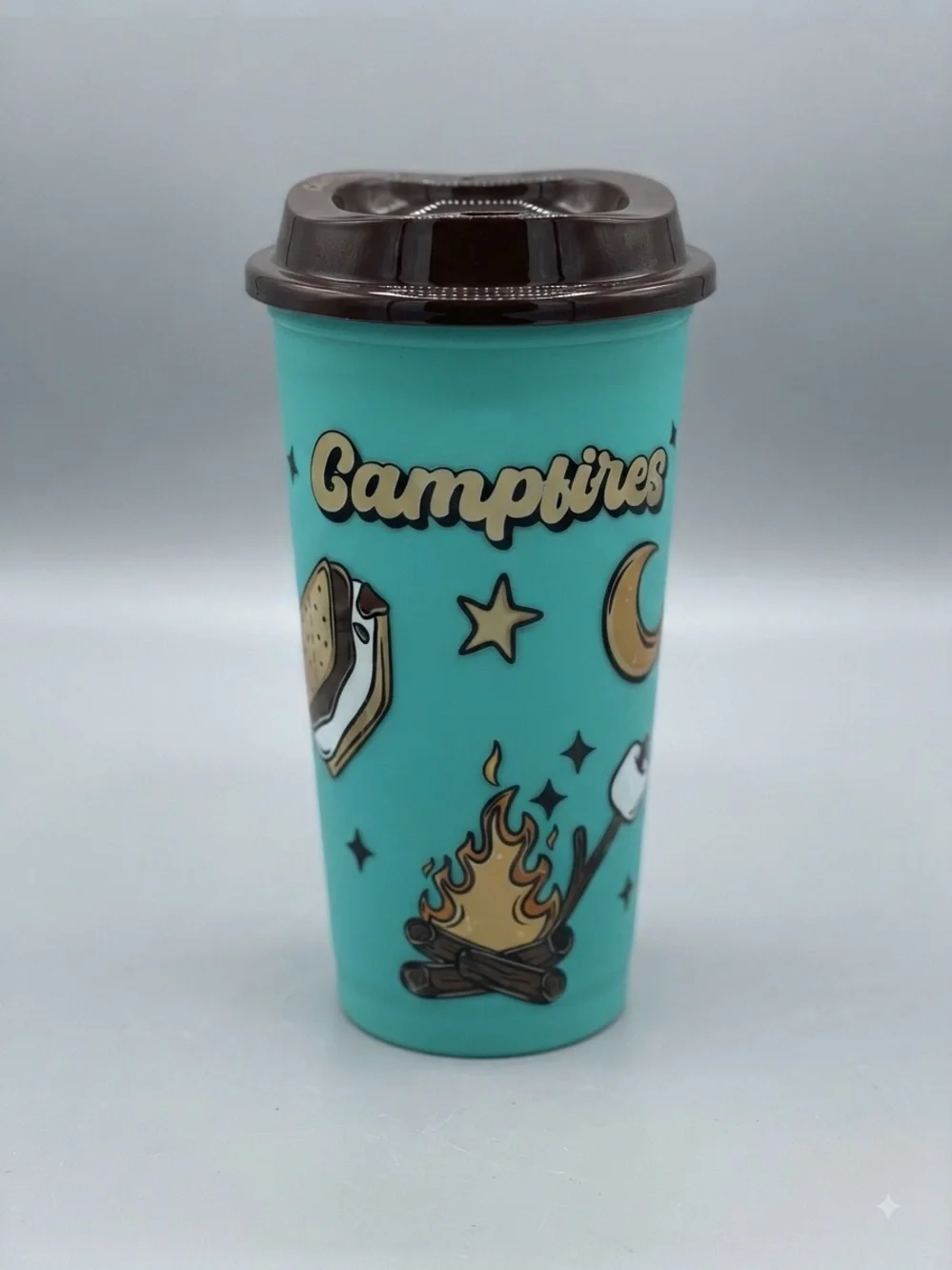 Insulated Travel Tumbler - Teal with Brown Lid
